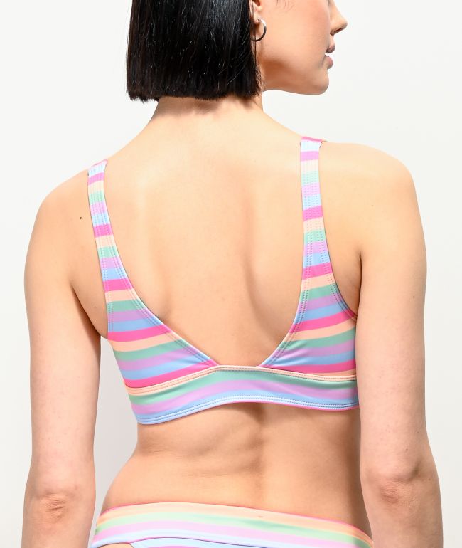JV by Jac Vanek Rainbow Stripe Bralette Bikini Top - thumbnail 2