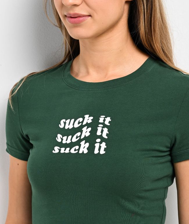 JV by Jac Vanek Suck It Green Crop T-Shirt - thumbnail 2