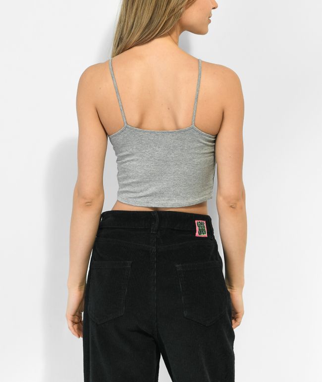 JV by Jac Vanek Suck It Grey Crop Tank Top - thumbnail 2