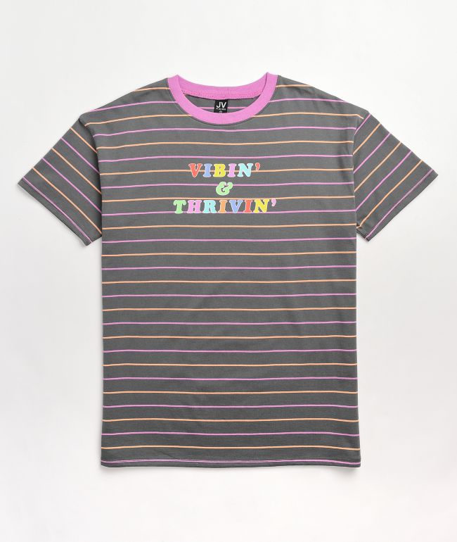 JV by Jac Vanek Vibin' & Thrivin' Multicolor Stripe T-Shirt
