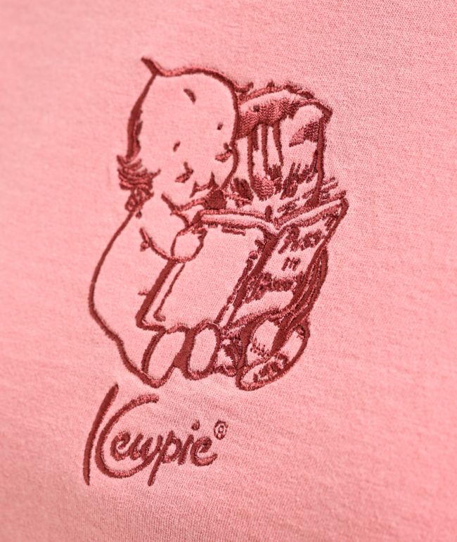 Kewpie Reading Cat Baby Pink T-Shirt - thumbnail 3