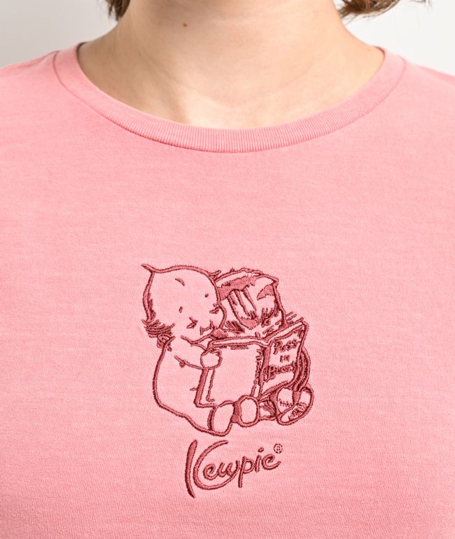 Kewpie Reading Cat Baby Pink T-Shirt - thumbnail 2