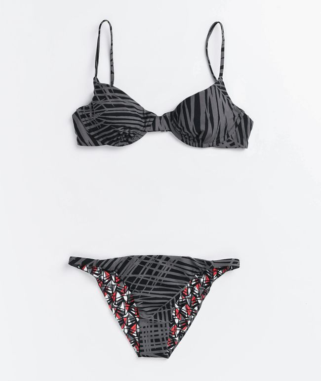 Kikirio Palm Print Underwire Triangle Bikini Top - thumbnail 3