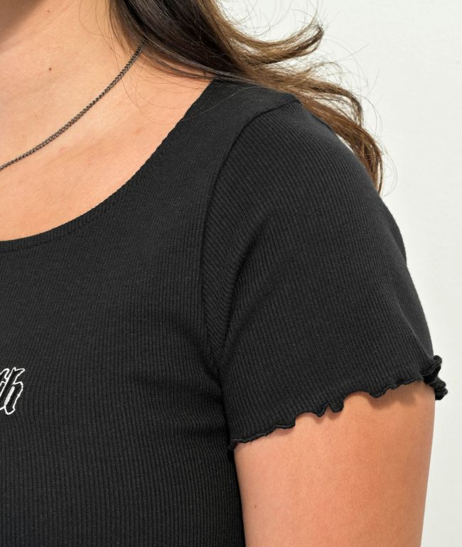 Liquid Death Arched Logo Black Crop T-Shirt - thumbnail 3