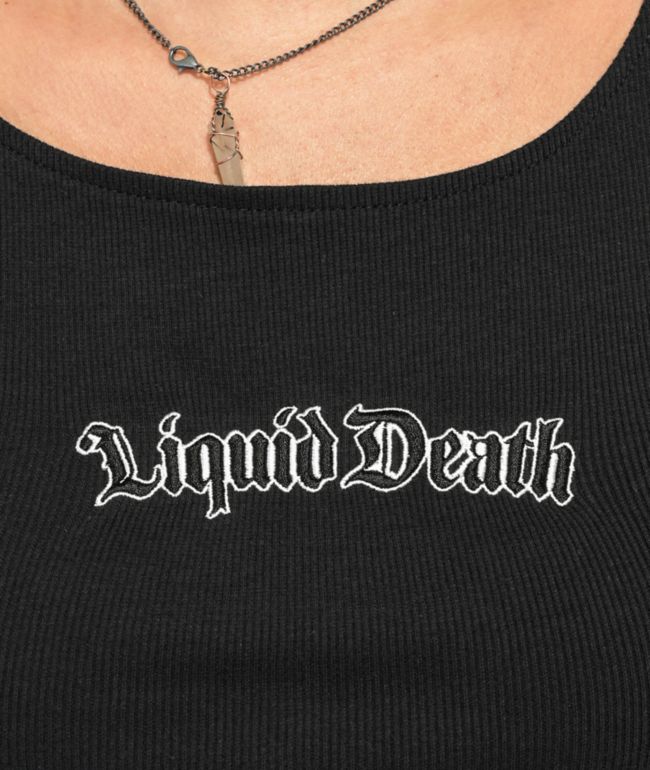 Liquid Death Arched Logo Black Crop T-Shirt - thumbnail 2