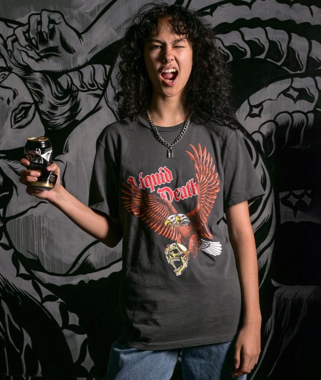 Liquid Death Ride Or Die Grey T-Shirt - thumbnail 3