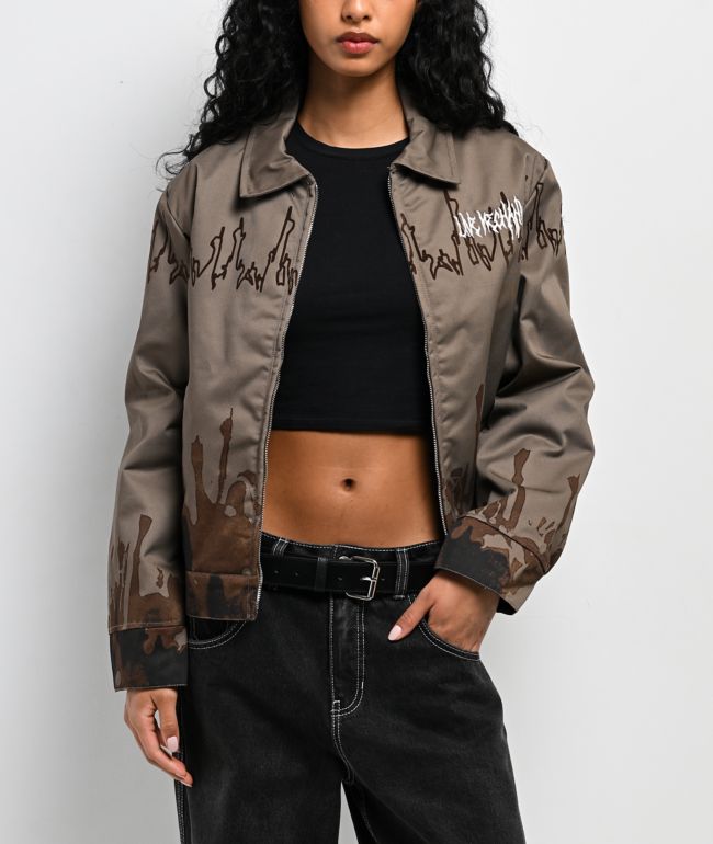 Live Mechanics Crowd Control Brown Bomber Jacket