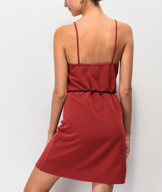 Lunachix Red Shoelace Belt Mini Dress - thumbnail 2