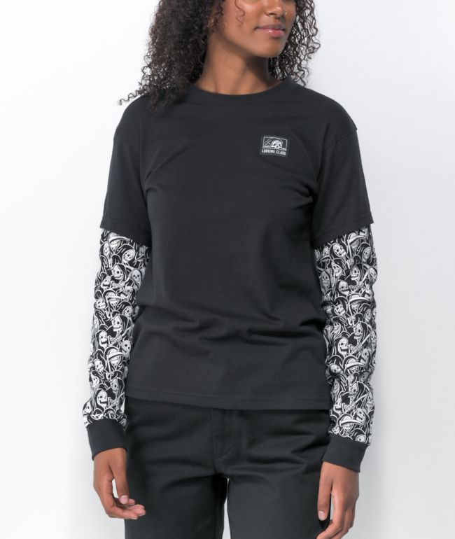 Lurking Class by Sketchy Tank 2Fer Reaper Black Long Sleeve T-Shirt