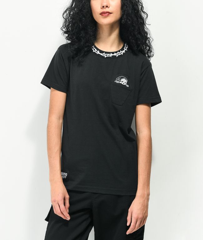 Lurking Class by Sketchy Tank Barbed Coffin Black Pocket T-Shirt