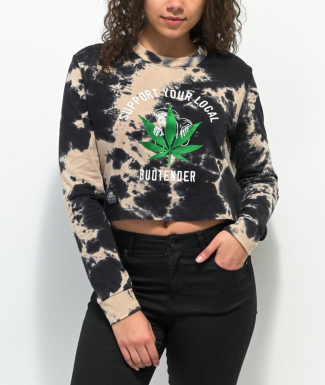 Lurking Class by Sketchy Tank Budtender Bleach Dye Crop Long Sleeve T-Shirt