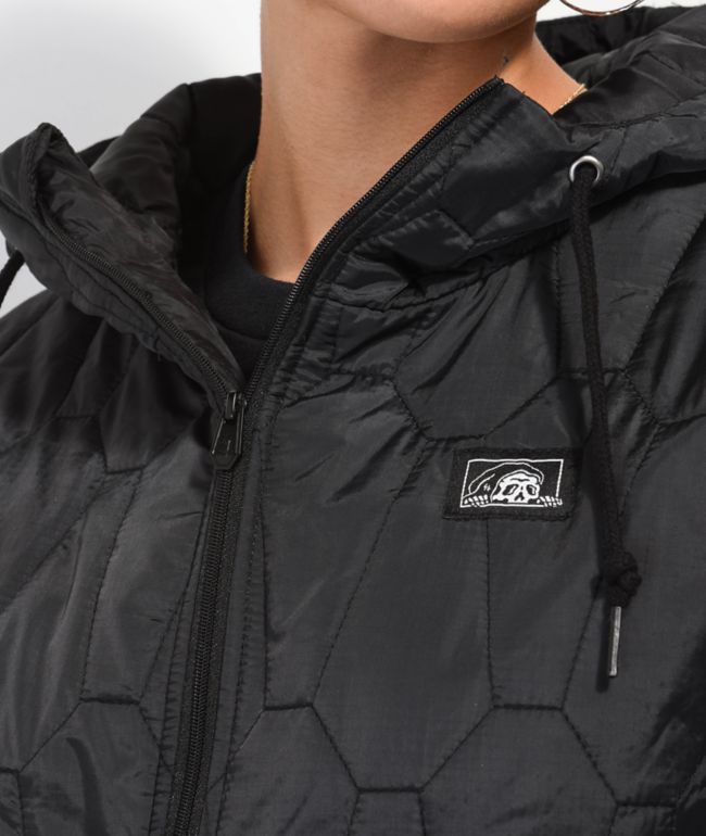 Lurking Class by Sketchy Tank Coffin Black Quilted Windbreaker Jacket - thumbnail 3
