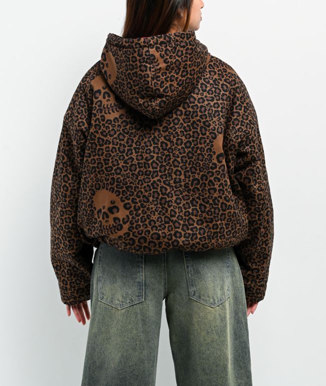 Lurking Class by Sketchy Tank Death Leopard Brown Hooded Canvas Jacket - thumbnail 2