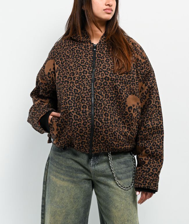 Lurking Class by Sketchy Tank Death Leopard Brown Hooded Canvas Jacket