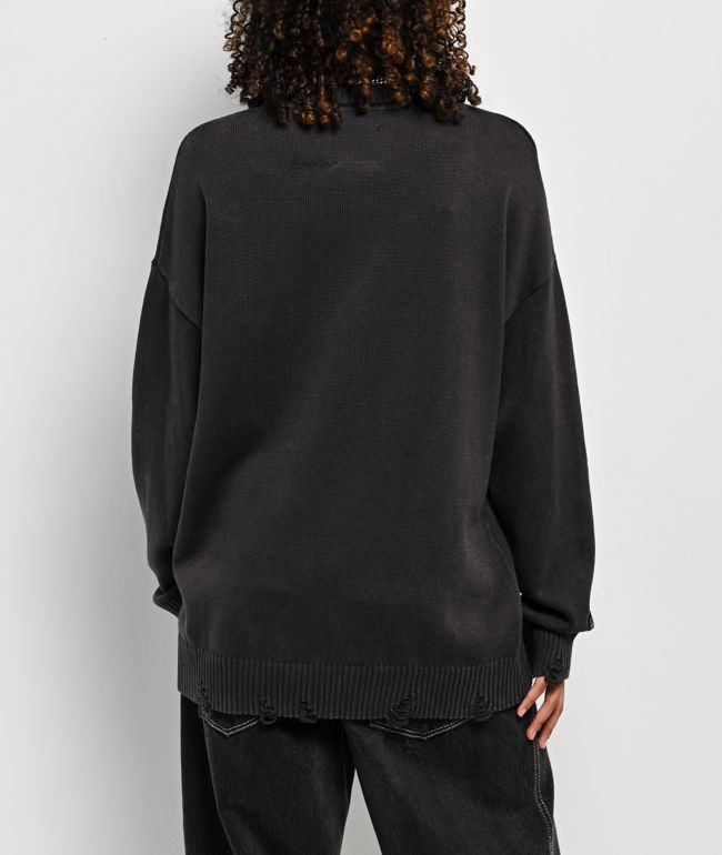 Lurking Class by Sketchy Tank Distressed Charcoal Wash Sweater - thumbnail 2