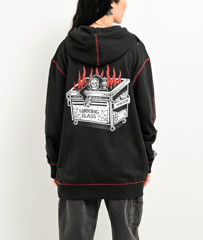 Lurking Class by Sketchy Tank Dumpster Fire Black Zip Hoodie - thumbnail 2
