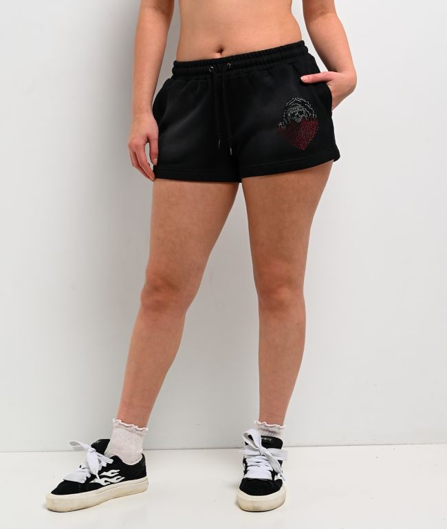 Lurking Class by Sketchy Tank Eat Your Heart Out Black Wash Fleece Shorts