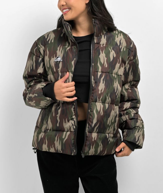 Lurking Class by Sketchy Tank Flame Thorn Camo Puffer Jacket - thumbnail 2