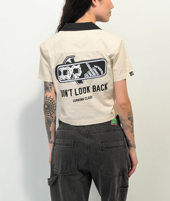 Lurking Class by Sketchy Tank Look Work Tan Crop Woven Shirt
