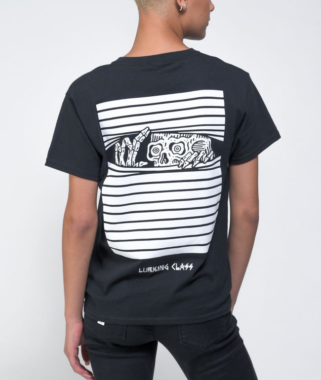 Lurking Class by Sketchy Tank Peeking Black T-Shirt