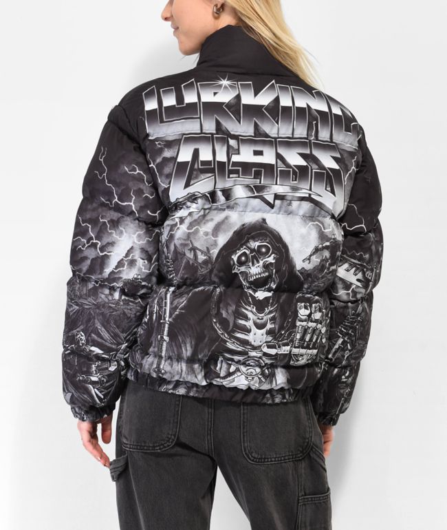 Lurking Class by Sketchy Tank Printed Black Puffer Jacket - thumbnail 2