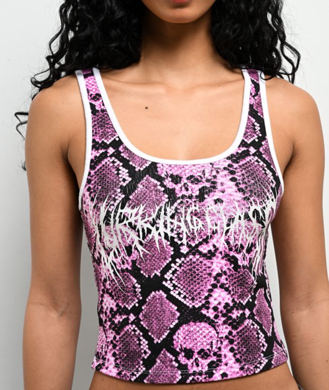 Lurking Class by Sketchy Tank Python Pink Crop Tank Top - thumbnail 3