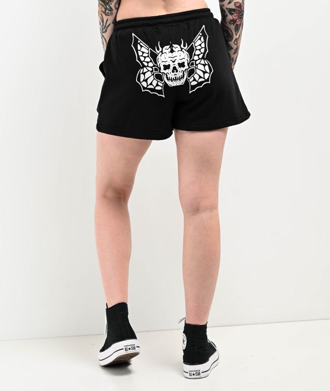 Lurking Class by Sketchy Tank Skull Fly Black Sweat Shorts - thumbnail 2