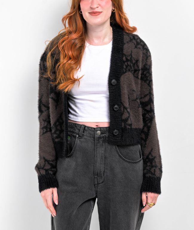 Lurking Class by Sketchy Tank Spider Webs Grey Cardigan - thumbnail 3