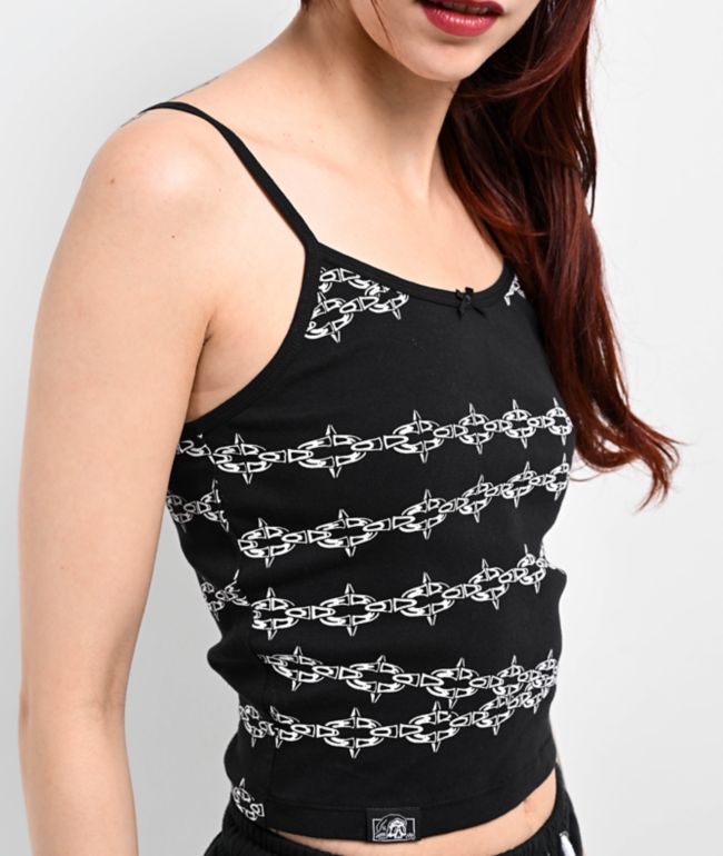 Lurking Class by Sketchy Tank Spiked Chain Black Crop Tank Top - thumbnail 3