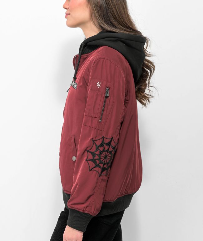 Lurking Class by Sketchy Tank Team Red Hooded Bomber Jacket - thumbnail 3