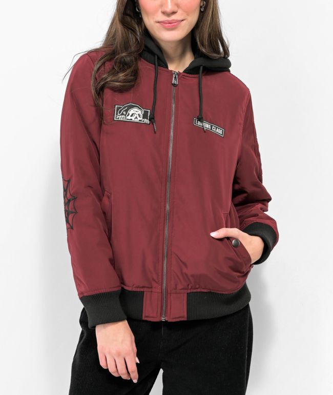 Lurking Class by Sketchy Tank Team Red Hooded Bomber Jacket