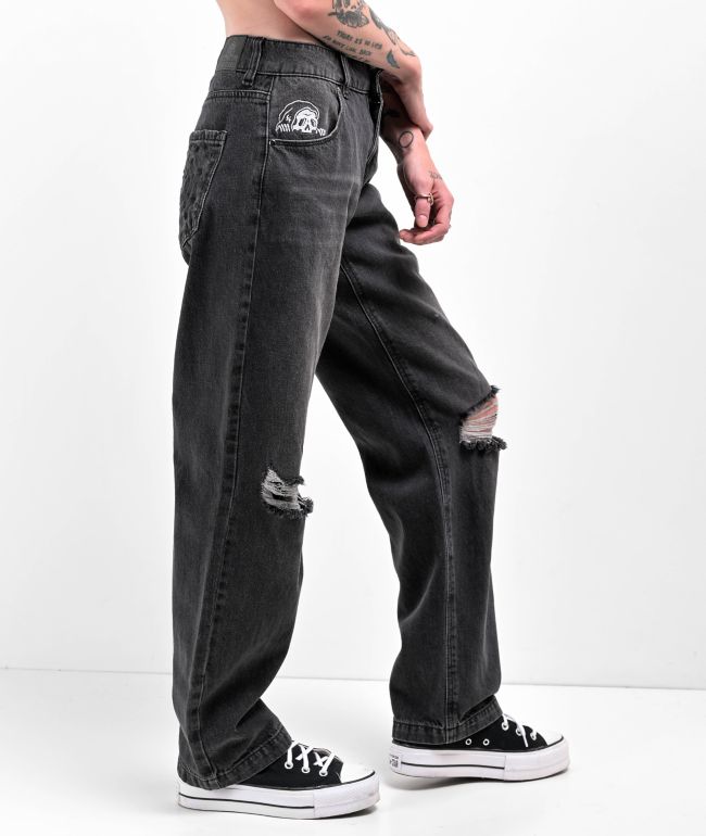 Lurking Class by Sketchy Tank Torn Web Distressed Black Jeans - thumbnail 3