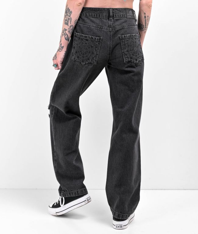 Lurking Class by Sketchy Tank Torn Web Distressed Black Jeans - thumbnail 2