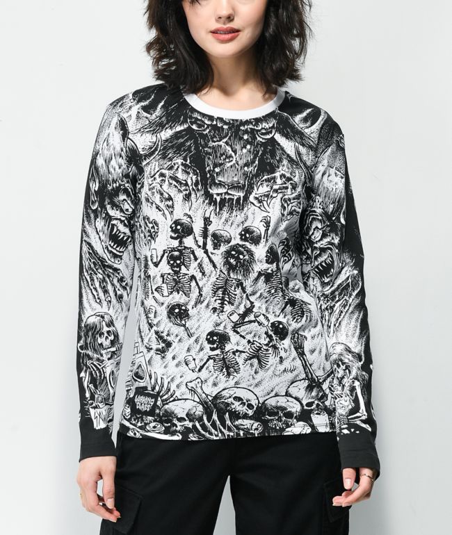 Lurking Class by Sketchy Tank x Sawblade Black & White Long Sleeve T-Shirt