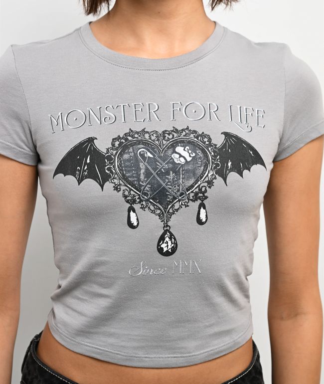 Mattel Monster High Wings Grey Crop T-Shirt - thumbnail 3