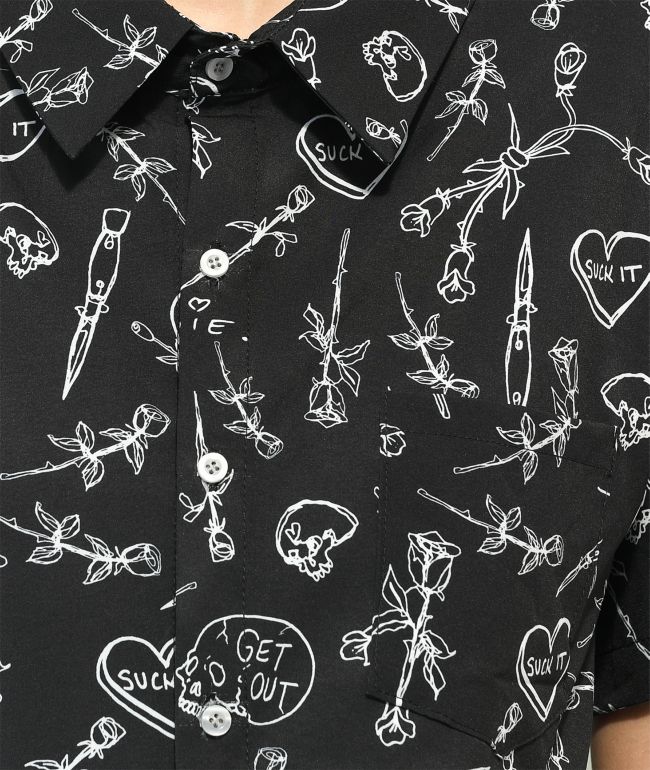 Melodie Lovers Black Short Sleeve Button Up Shirt - thumbnail 3
