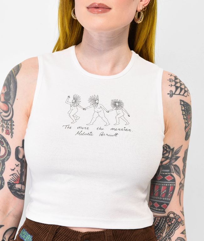Melodie More The Merrier White Crop Tank Top - thumbnail 3