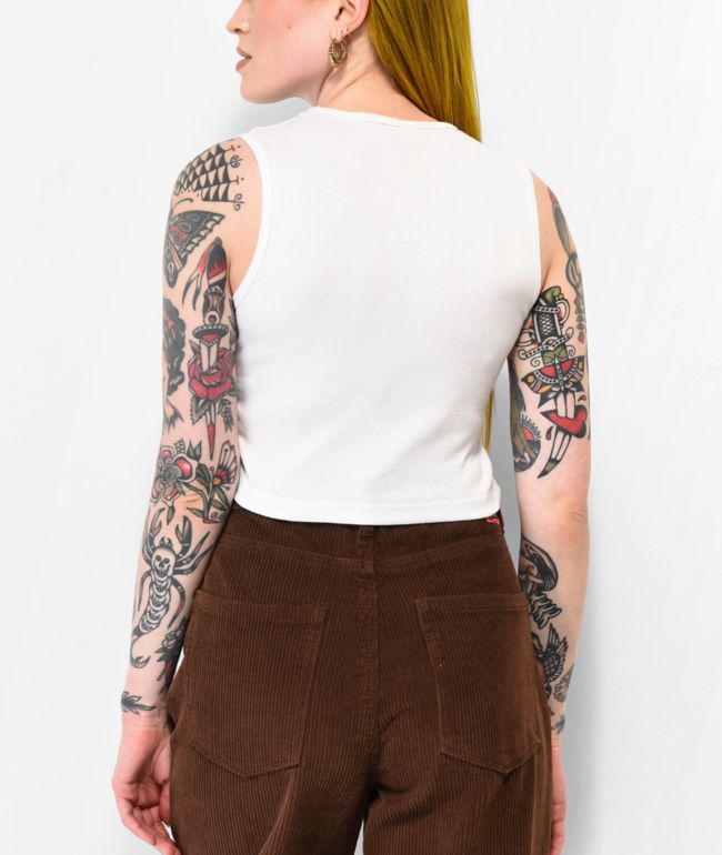 Melodie More The Merrier White Crop Tank Top - thumbnail 2