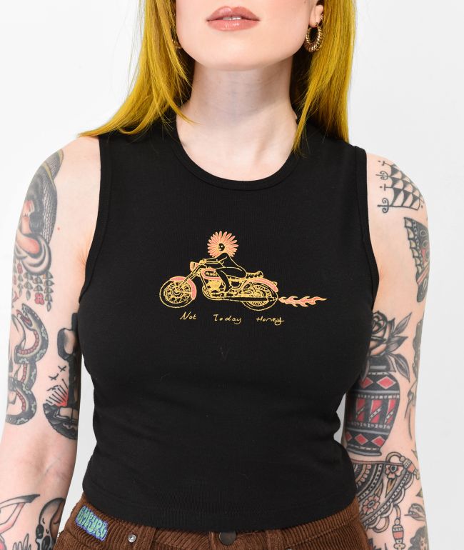 Melodie Not Today Honey Black Crop Tank Top - thumbnail 3
