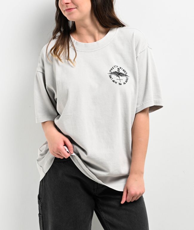 Melodie Pretty Wings Oversized Grey T-Shirt - thumbnail 2