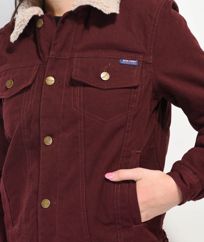 Members Only Burgundy Sherpa Trucker Jacket - thumbnail 3