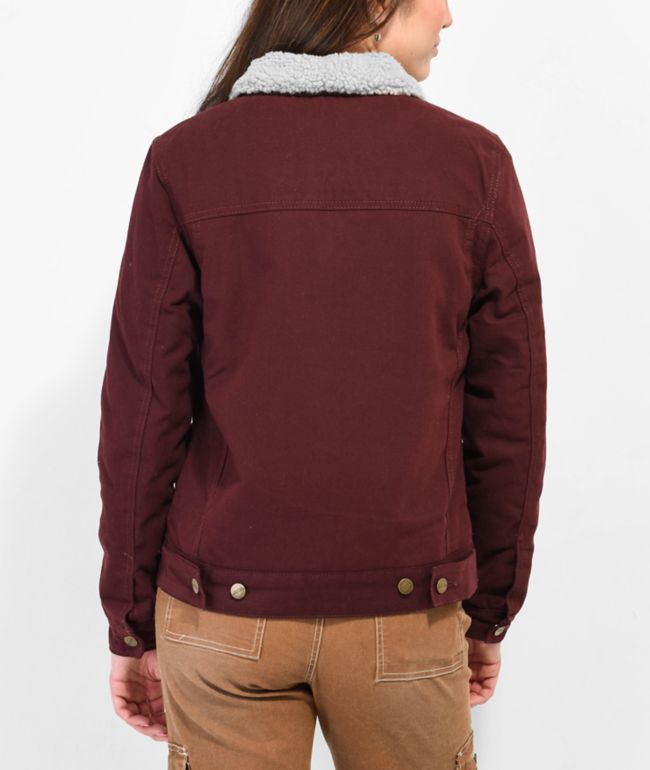 Members Only Burgundy Sherpa Trucker Jacket - thumbnail 2