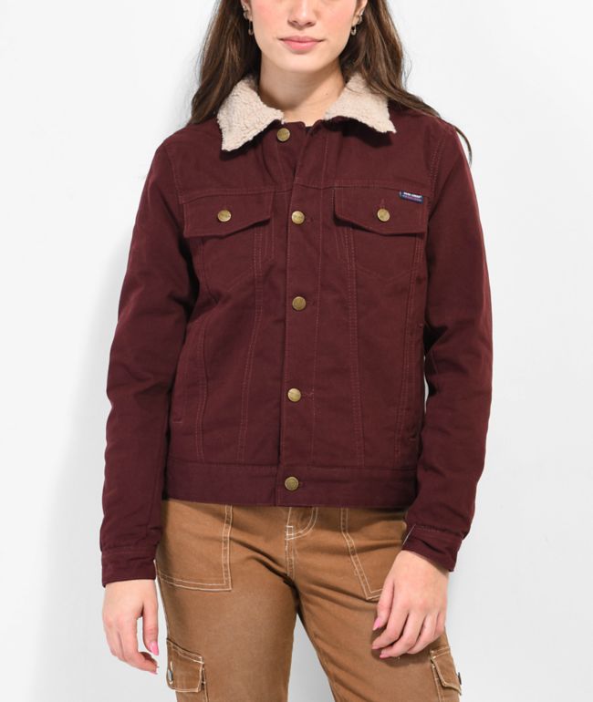 Members Only Burgundy Sherpa Trucker Jacket
