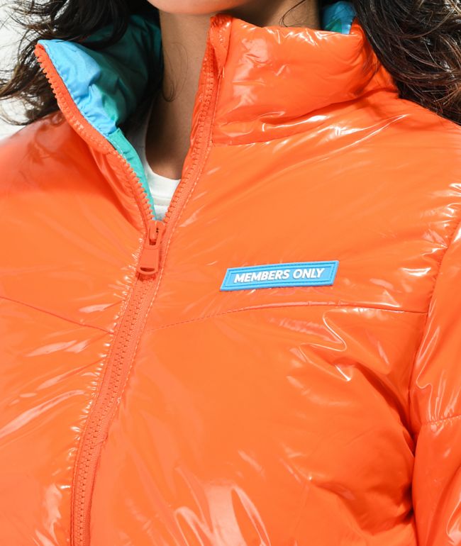 Members Only Hi Shine Orange Puffer Jacket - thumbnail 3