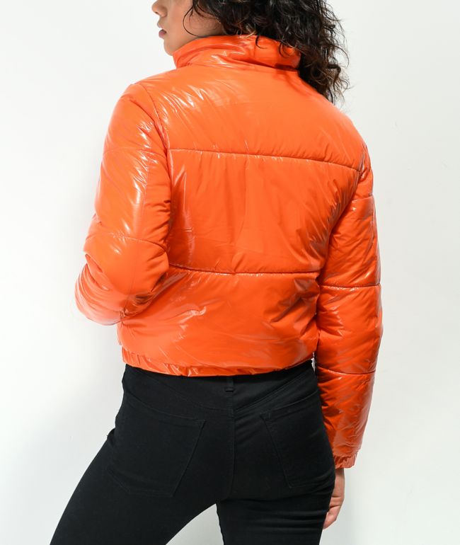 Members Only Hi Shine Orange Puffer Jacket - thumbnail 2