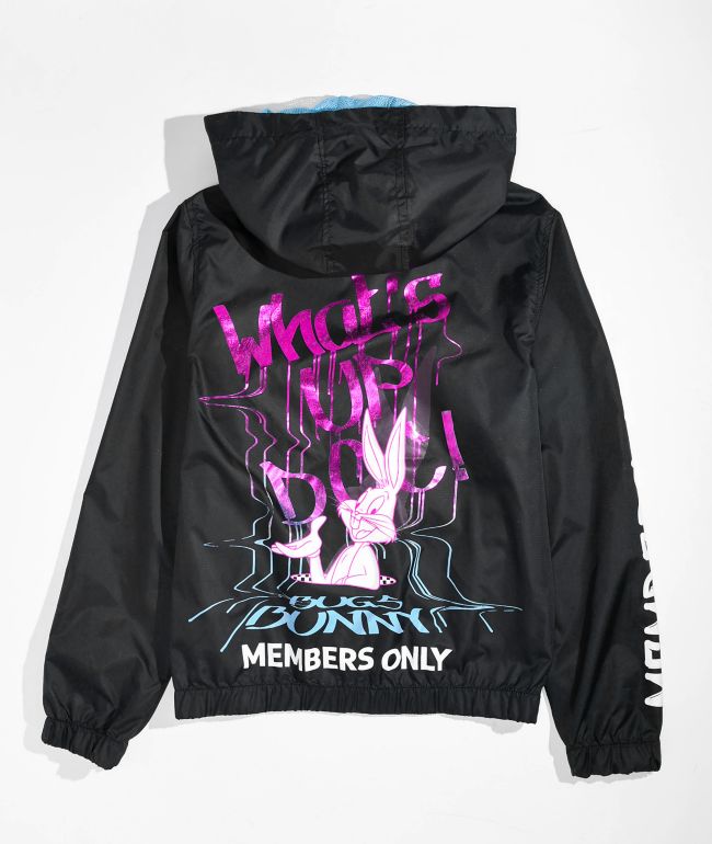 Members Only x Looney Tunes Kids What's Up Doc Black Windbreaker Jacket