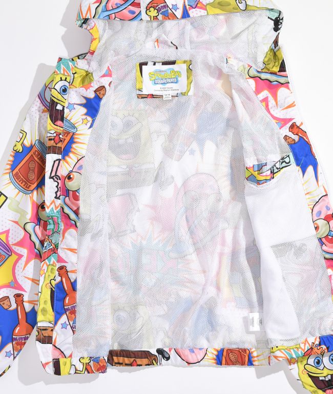 Members Only x Nickelodeon Kids Spongebob White Windbreaker Jacket - thumbnail 3