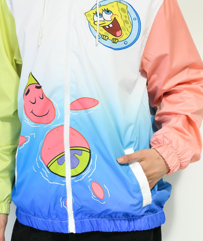 Members Only x Nickelodeon SpongeBob Chillin' White Hooded Windbreaker Jacket - thumbnail 3