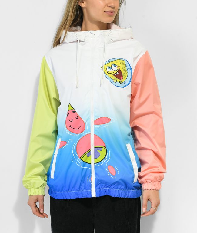 Members Only x Nickelodeon SpongeBob Chillin' White Hooded Windbreaker Jacket - thumbnail 2