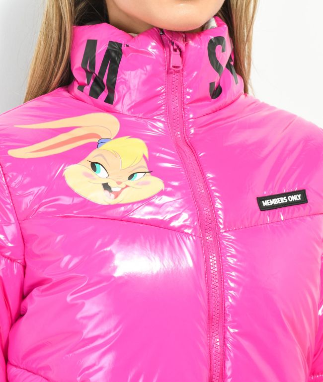 Members Only x Space Jam High Shine Pink Puffer Jacket - thumbnail 3